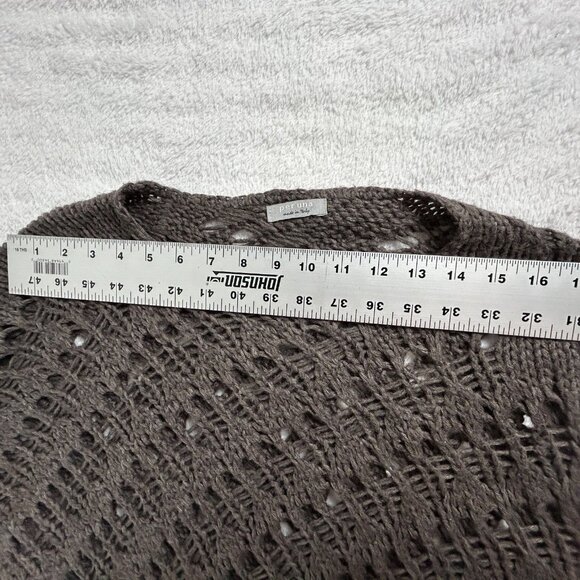 Per Una Womens Open Knit Poncho with Fringe Trim One Size Gray Made in Italy - Picture 6 of 7